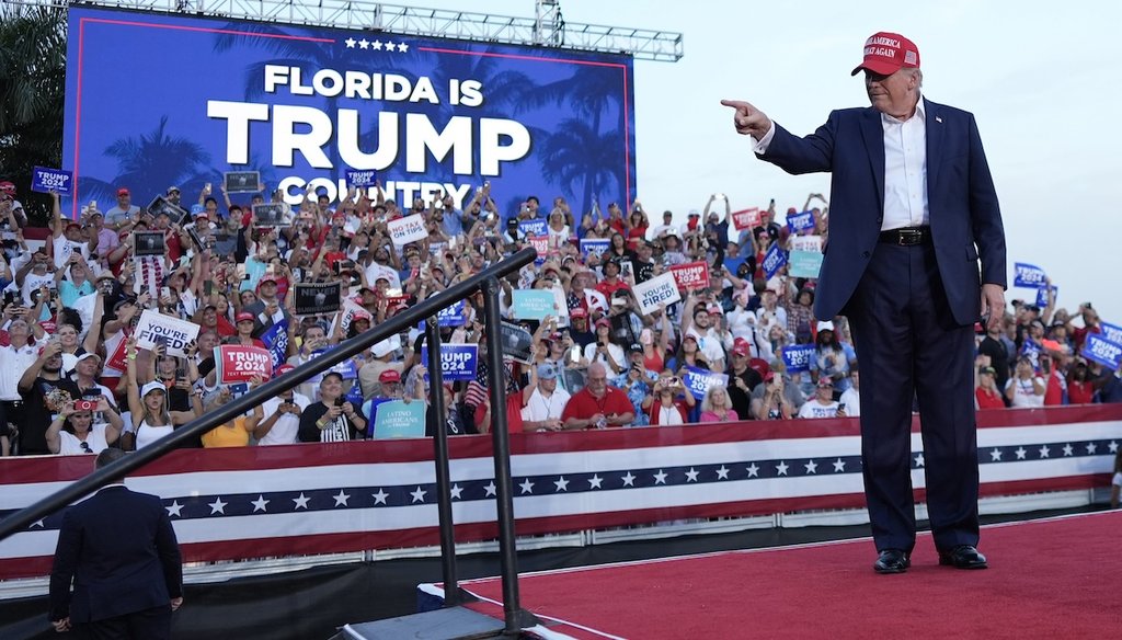Republican presidential candidate former President Donald Trump arrives for a campaign rally at Trump National Doral Miami, July 9, 2024, in Doral, Fla. (AP)